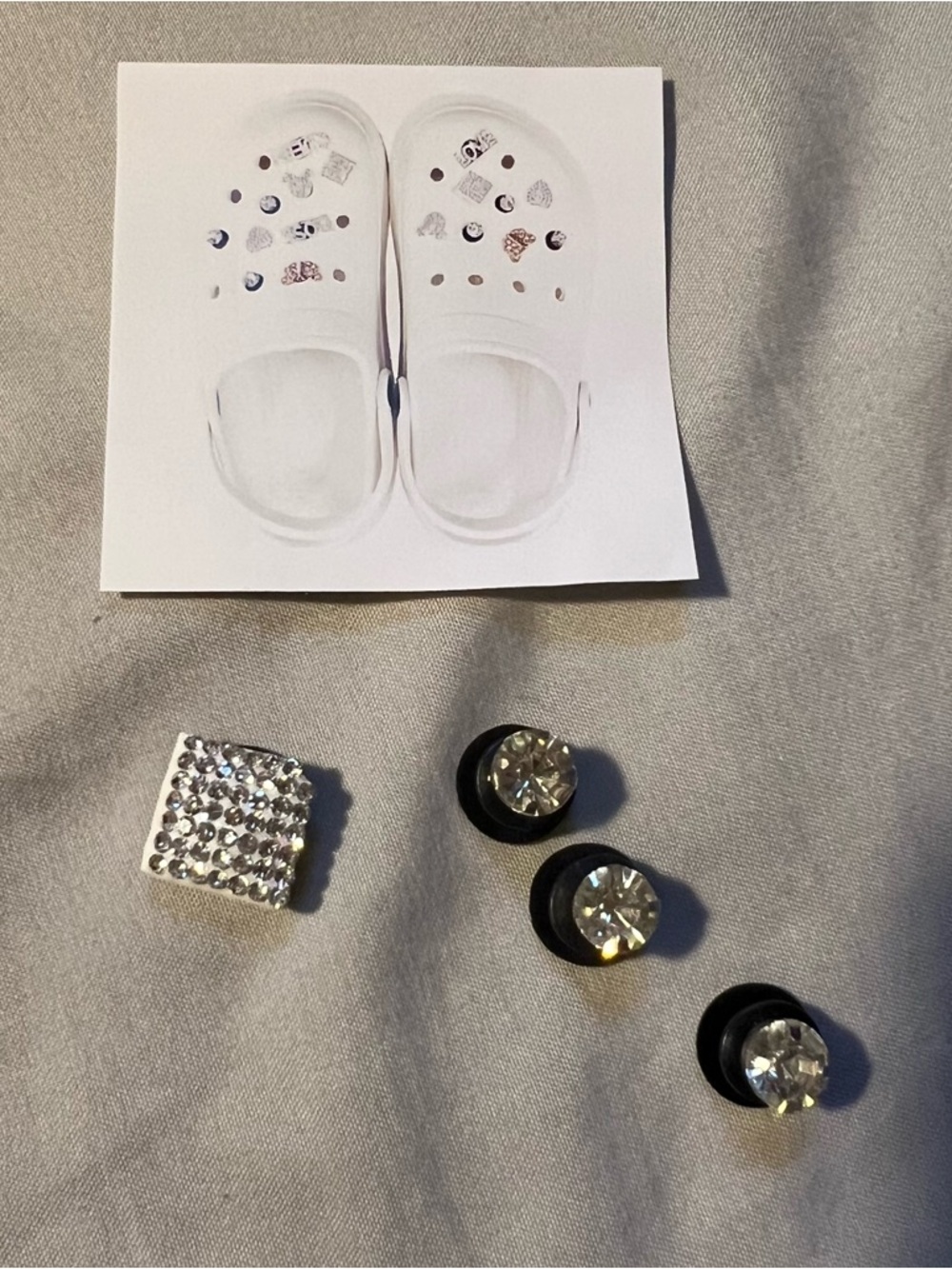 Jibbitz White Croc Charms with Clear Rhinestones